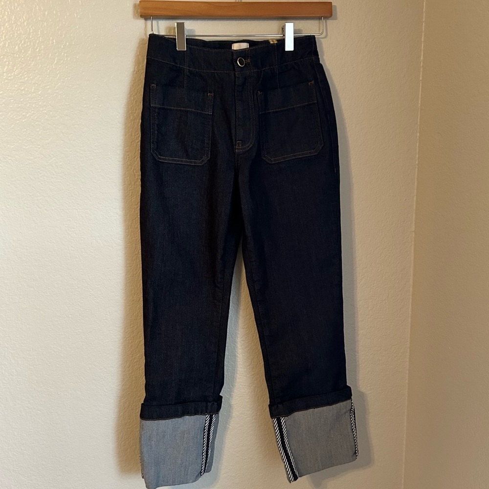 Maeve Dark Indigo Cropped Cuffed Jeans - Picture 2 of 12